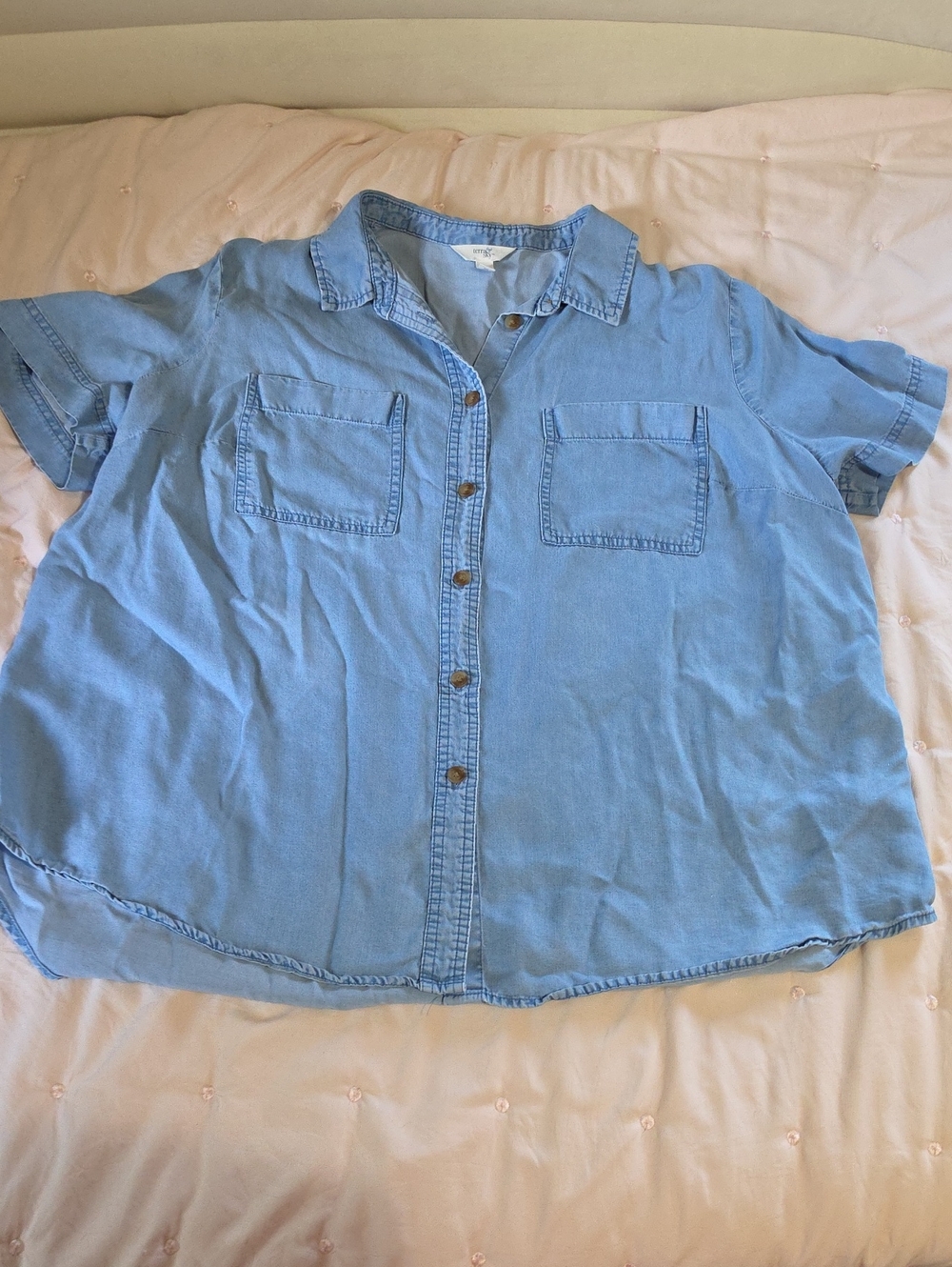 Terra & Sky Light Blue Short-Sleeve Button-Front Denim Shirt